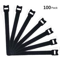 100 PCS Reusable Fastening Cable Ties, Reusable Cable Ties, Cord Wraps, Adjustable Strap Fastener, Cable Organizer, Microfiber Cloth 6-Inch Hook and Loop Securing Cord Management, Black