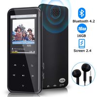 MP3 Player, 16GB Bluetooth MP3 Player with 2.4 Inch TFT Display, Digital Music Music Player with Earphone Support FM Speaker, Expandable Memory up to 128GB