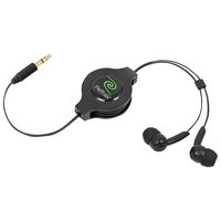 ReTrak Retractable Stereo Earbuds, Black (ETAUDIOBLK)