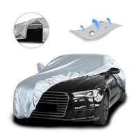 Tecoom Hard Shell Oxford Material Door Shape Zipper Design Waterproof UV-Proof Windproof Car Cover for All Weather Indoor Outdoor Fit 191-200 inches Sedan