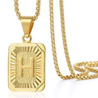 Trendsmax Initial Letter Pendant Necklace Mens Womens Capital Letter Yellow Gold Plated H Stainless Steel Box Chain 22inch