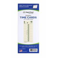 PaperCloud Time Cards, Weekly 1-Sided, compares with 1259, M-33, 10-800292, 3.5 x 9", 500 Count. Includes Free Software