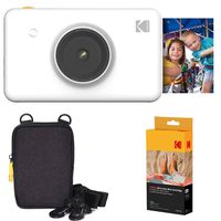 Kodak Mini Shot Instant Camera (White) Basic Bundle + Paper (20 Sheets) + Deluxe Case