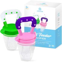 Baby Fruit Feeder Pacifier (2 Pack) - Fresh Food Feeder, Infant Fruit Teething Toy, Silicone Pouches for Toddlers & Kids by Ashtonbee