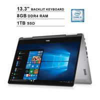 2019 Dell Inspiron 13 7373 13.3 Inch 2-in-1 Touchscreen FHD 1080P Laptop (8th Gen Inter 4-Core i5-8250U up to 3.4GHz, 8GB DDR4 RAM, 1TB SSD, Intel UHD Graphics 620, Backlit KB, Windows 10) (Grey)