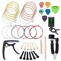 SUNYIN Guitar Strings, Replace Tool Kit,3 sets Acoustic Guitar Strings Picks Capo,String Winder,Bridge Pins,Pin Puller,Guitar Bones & Pick Holder For Beginner