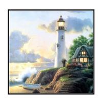 Yezike 5D Diamond Painting Full Drill Kits for Adults, Lighthouse Leopard Flower House Rhinestone Pasted DIY Diamond Painting Craft for Home Wall Decor, 30X30cm/12x12inch (Lighthouse❤️)