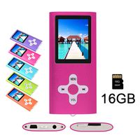 RHDTShop MP3 MP4 Player with a 16 GB Micro SD Card, Support UP to 64GB TF Card, Rechargeable Battery, Portable Digital Music Player/Video/E-Book Reader, Ultra Slim 1.7" LCD Screen,Cherrypink
