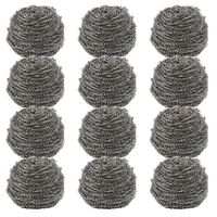 Stainless Steel Scouring Pad - 12-Pack Stainless Steel Scrubber Sponge Scourer, Kitchen Cleaning Supplies, 50 Grams