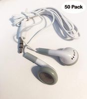 LowCostEarbuds Pack of 50 White/Gray 3.5mm in Ear Earbuds/Headphones/Earphones