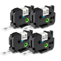 4-Pack 24mm 1 Inch Laminated Black on White Compatible TZ TZe Tape Compatible with Brother P Touch PTD600 PTP700 PTP900W PTP950NW Label Tape TZe 251
