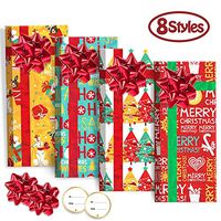 8 Pack Christmas Gift Card Holders Boxes with Bows, Holographic Holiday Design Candy Gift Boxes for Xmas Party Favor