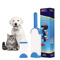 W-bnm23 Pet Hair Remover Brush, Lint Brush Dog & Cat Fur Remover Reusable Self-Cleaning Base - Double Sided Animal Hair Removal Tool + Travel Size Brush - for Clothes, Furniture, Couch, Carpet