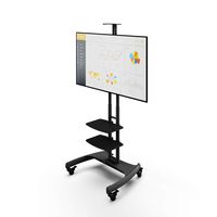 Kanto MTM65PL2 Height Adjustable Mobile TV Stand with Two Adjustable Shelves for 37-inch to 65-inch TVs | Supports up to 80 lb Total | Black