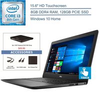 2020 Dell Inspiron 15 Laptop Computer, 15.6" Touchscreen, 8th Gen Intel Core i3-8145U Up to 3.9GHz (Beat i5-7200U), 8GB DDR4 RAM, 128GB PCIE SSD, Windows 10 + EST External DVD+ Accessories
