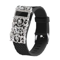 Gealpoor Compatible Replacement Bands for Fitbit Charge HR Waterproof Soft Silicone Replacement Adjustable Band Sports Strap Strap Women Men Large Small (S, Black + Silver)