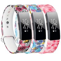 Baaletc Bands Compatible with Fitbit Inspire Hr&Inspire&Ace 2 Accessories Band Sport Strap Inspire Hr Bands for Women(Rose/Dream Flower/Peach Flower 3Pack Small)