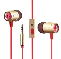 Gihery Earphones,Stereo Ear Buds with Microphone Noise Isolating in-Ear Headphones Enhanced Bass Wired Ear Buds for Sports Gym Running Workout for 3.5mm Audio Jack (Gold)