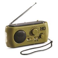 HQ ISSUE Compact Multi-Band Dynamo/Solar Powered Weather Radio, Olive Drab