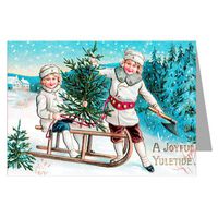Victorian Children Picking out the Christmas Tree Vintage Holiday Note Cards Boxed Set