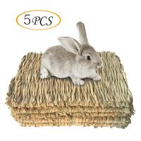 Grass Mat Woven Bed Mat for Small Animal Bunny Bedding Nest Chew Toy Bed Play Toy for Guinea Pig Parrot Rabbit Bunny Hamster Rat 5 Grass Mats