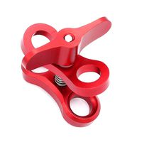 Hooshion Aluminum Alloy Adjustable Underwater Photography Diving Butterfly Clip 2-Hole Diving Lights Arm Connected Clamp for Gopro Action Sports Camera (Red)