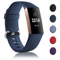 Bands Replacement Compatible for Fitbit Charge 3, Adjustable Wrist Accessories Sport Wristbands for Women&Men (Small, Blue)