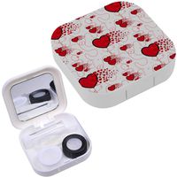 Portable Contact Lens Case Box Travel Kit Mirror + Bottle + Tweezers Container Holder [ Candy Hearts Line ]
