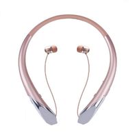Bluetooth Headset, Wireless Headphones Retractable Stereo Neckband Earbuds with Mic by ZSW Tech (12 Hours Play Time, Noise Canceling, Rose gold)
