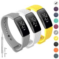 GVFM Compatible with Fitbit Inspire/Inspire HR Bands, Adjustable Soft Silicone Bracelet Accessories Sport Strap for Women Men Wristbands (Large: 6.7-8.1 inch, 3-White,Gray and Yellow)
