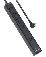 Surge Protector Power Strip, NTONPOWER 6 Outlets Power Strip with 2 USB Ports, Power Strip Flat Plug, 5ft Heavy-Duty Extension Cord, 15A Circuit Breaker, Wall Mount, for Home, Office and More (500 J)