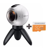 Samsung Gear 360 Degree Spherical Camera (SM-C200) + Micro SD 32GB Spherical Camera SM-C200 for Galaxy S7, S7 Edge, S6, S6 Edge, S6 Edge Plus, Note 5 (International Version - No Warranty)