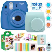 Fujifilm Instax Mini 9 Instant Camera w/Deco Gear Accessories & Film (Cobalt Blue)