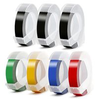 Embossing Tape Colored Label Cartridges Replacement for DYMO 3D Plastic Embossing Labels, Self-Adhesive 3/8-inch x 9.8-Feet (Each Roll), 7-Roll Pack, [Non-OEM]