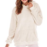 Lloopyting Women's Winter Hooded Sweatshirt Long Sleeves Faux Shearling Shaggy Warm Pullover Zipped Up with Pockets Tops