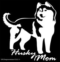 UR Impressions Husky Mom - Siberian Husky Decal Vinyl Sticker Graphics for Cars Trucks SUV Vans Walls Windows Laptop|White|5.5 X 5.25 Inch|URI438