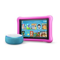 All-New Echo Dot Kids Edition, Blue with Fire HD 8 Kids Edition Tablet, Pink