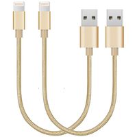 CableCord Short Nylon Braided USB Lightning Charging Cable/Data USB Compatible for iPhoneX Case /8/8 Plus/7/7 Plus/6/6s Plus,iPad Mini- 8-inch (2-Pack, Gold)