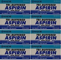 Tri Buffered Aspirin Tablets Generic for Bufferin 325 mg 100 Tablets per Bottle Pack of 8 Total 800 Tablets by Major Pharmaceuticals