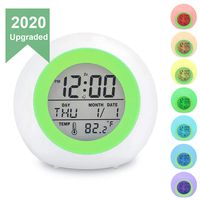 TooTa Kids Digital Alarm Clock, 7 Color Night Light, Snooze, Temperature Detect for Toddler, Children Boys and Girls, Students to Wake up at Bedroom, Bedside, Batteries Operated