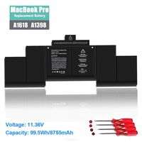 Laptop Battery Replacement for A1618 MacBook Pro 15" A1398 Retina (2015 Version), P/N 020-00079 MJLQ2LL/A MJLT2LL/A