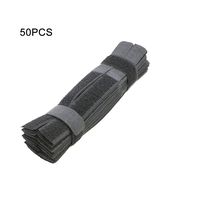 DEXING Reusable Cable Tie Straps Hook and Loop Fastening Wires Organizer for TV Laptop Computer Cables at Home Office. BLACK, Pack of 50 (Straps)