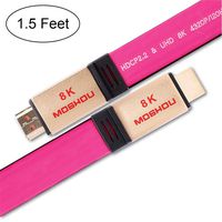 SIKAI 8K HDMI 2.1 Cable SIKAI 8K&60Hz 4K@120Hz 48Gbps 4320P UHD Ultra High Speed 10K HDR [Silver Coated OCC Copper Cord] Compatible with Apple TV, Fire TV, Roku Stick Player (1.5 Feet, Pink)