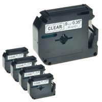 NineLeaf 5PK Replacement Label Tape Compatible for Brother PT-65 PT-70 PT-80 PT-85 PT-90 Printers M-K121 MK121 Black on Clear (3/8inch 9mm)