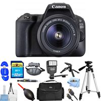 Canon EOS 200D/Rebel SL2 Digital SLR 18-55mm DC III Lens Kit with 32GB SD Card, Flash, Tripods, Gadget Case + Much More [International Version]