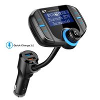 Bluetooth FM Transmitter with Quick Charge 3.0, Wireless Car Radio Transmitter Kit with 1.7" LED Display, Dual USB Ports, Compatible with iPhone, Samsung, etc, Hands Free Kit