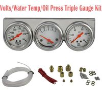 Vinmax Universal Motorcycle Gauge Cluster Triple Oil Pressure Water Temperature Volt Gauges Kit Chrome 50mm