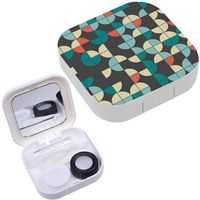 Portable Contact Lens Case Box Travel Kit Mirror + Bottle + Tweezers Container Holder [ Geometric Design ]