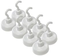 8-Pack White Enamel Compact Strong Magnetic Hook Set, 1" Diameter, 1.5" Length (MHHH9X8)