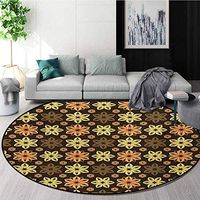 RUGSMAT Floral Round Rug,Nostalgic Flowers Mother Nature Petal Shabby Chic Blossom Pattern Nature Blossom Carpet Door Pad for Bedroom/Living Room/Balcony/Kitchen Mat,Diameter-35 Inch